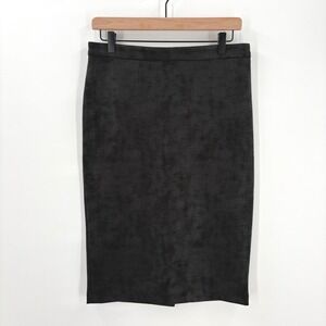 Ronen Chen Black Textured Faux Leather Pencil Skirt US 2 Made in Israel